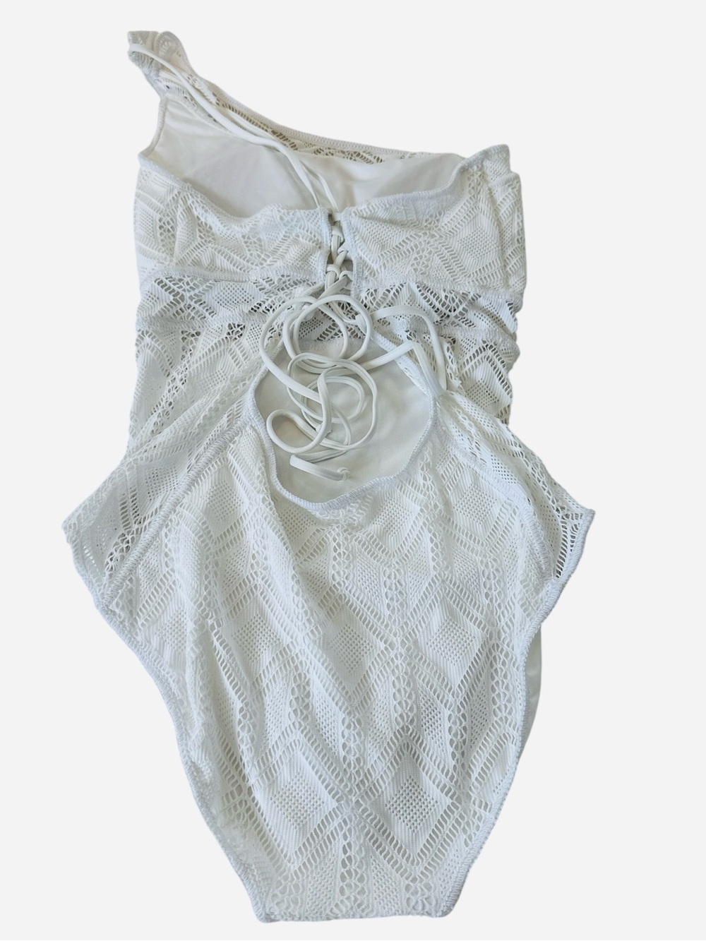New BECCA Adeline Asymmetrical Crochet One Piece Swimsuit - Picture 9 of 12